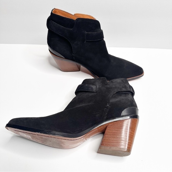 Rag & Bone Women's Fashion Boots with Heels Buckles Black Suede Size 38 - Picture 6 of 12